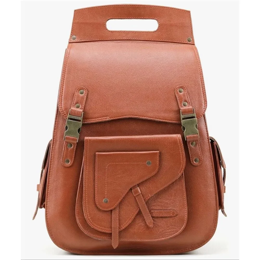 Handmade World Full Grain Leather Backpack for Men – 17” laptop, bag Busines Tra